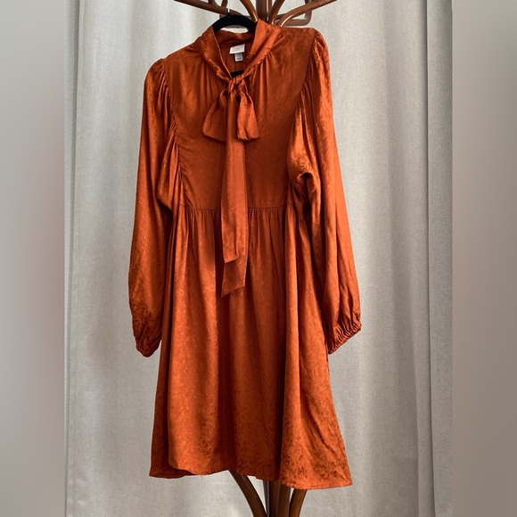 Vintage Style Long Sleeve Dress in color Cooper. - Picture 8 of 9